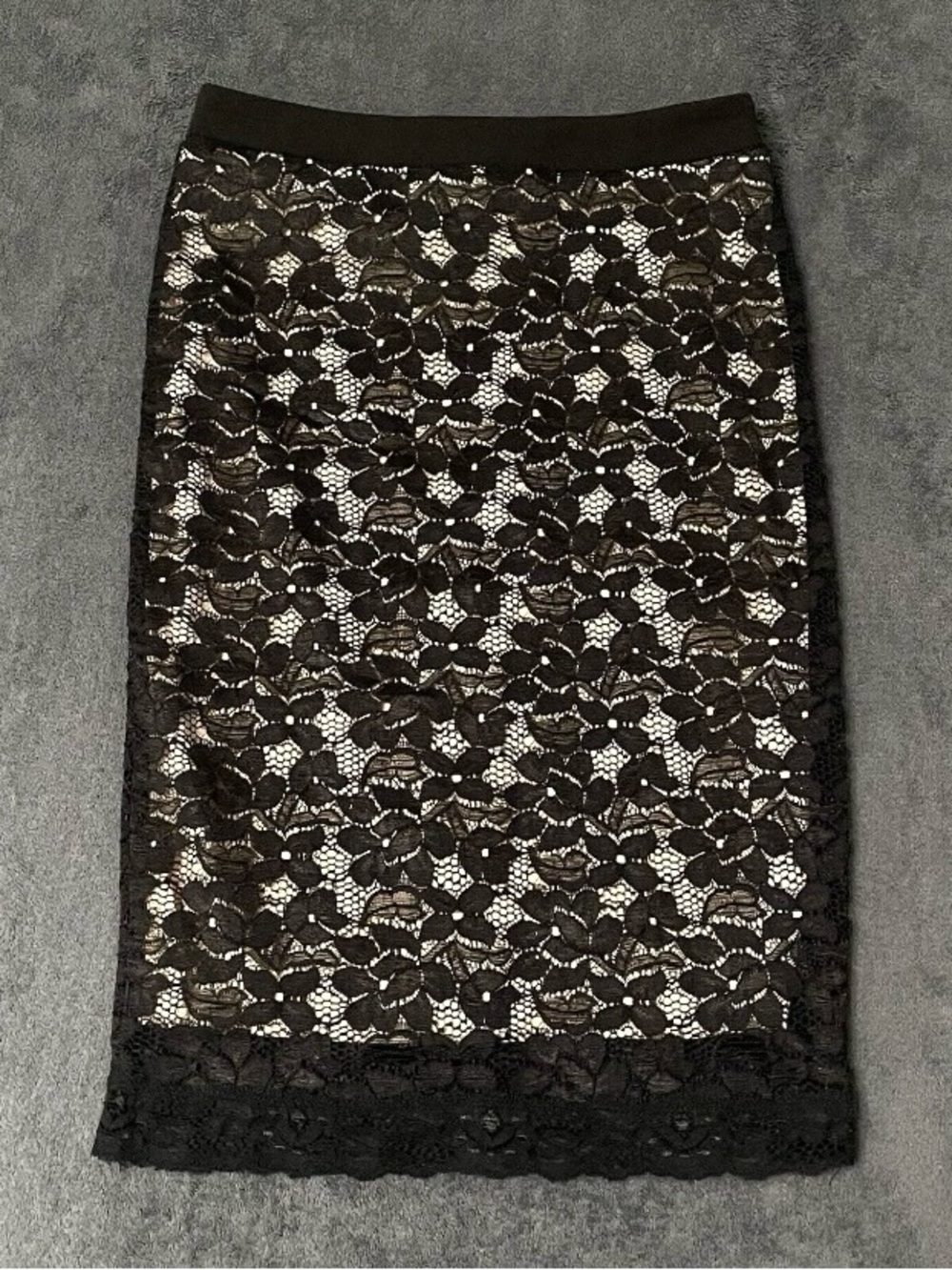 Whimsigoth Lace Skirt Womens Small Black Knee Length Side Zip